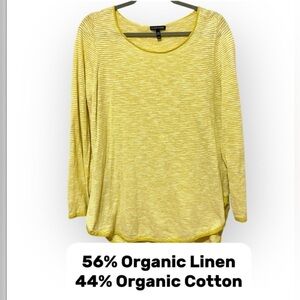 Eileen Fisher Organic Linen and Organic Cotton blend striped pullover yellow M